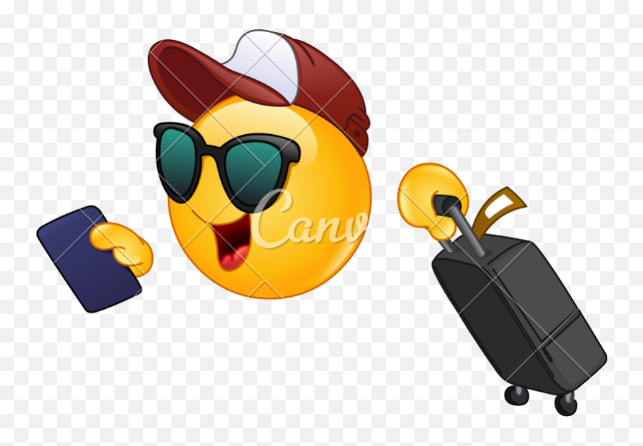 Air Traveler Emoticon - Emoji With Suitcase,Vacation Emoticon
