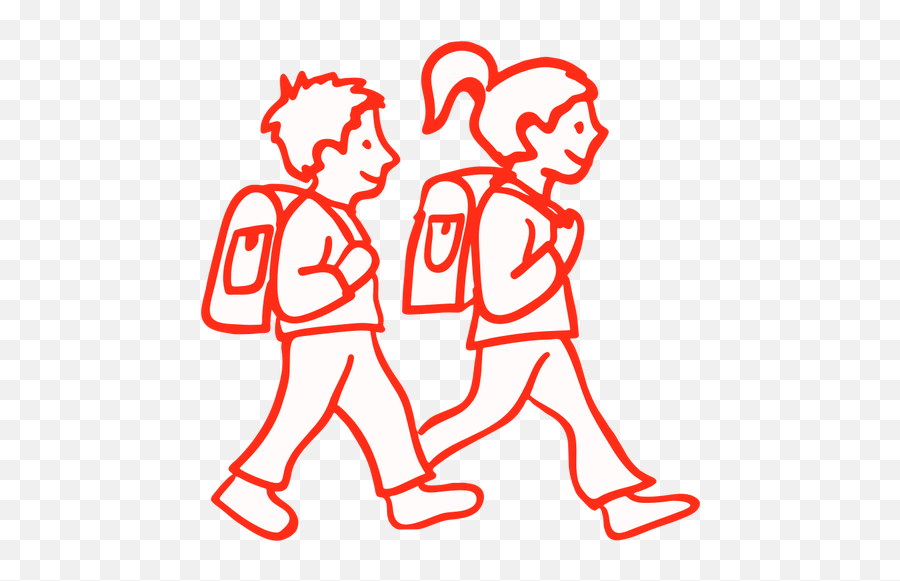 Boy And Girl - School Student Line Art Emoji,Two Dancing Girl Emoji
