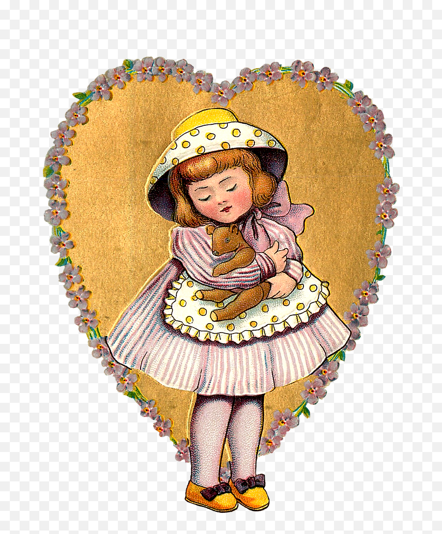 Heart Girl Vintage Decoupage - Illustration Emoji,Sombrero Hat Emoji