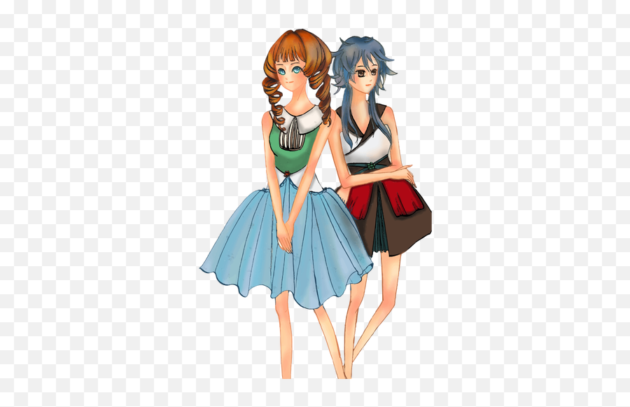 Two Anime Girls - Pretty Girls Cartoon Png Emoji,Dancing Girls Emoji
