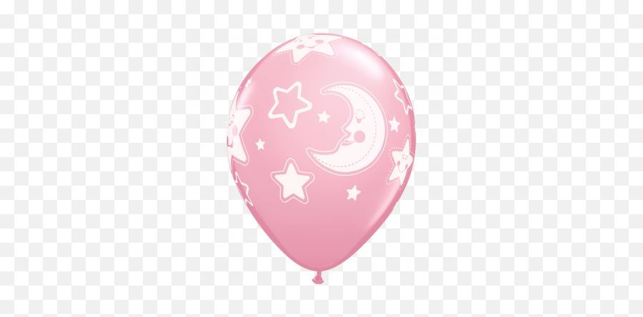 6 X 11 Pink Baby Moon U0026 Stars Qualatex Latex Balloons - Balloon Emoji,Moon And Stars Emoji
