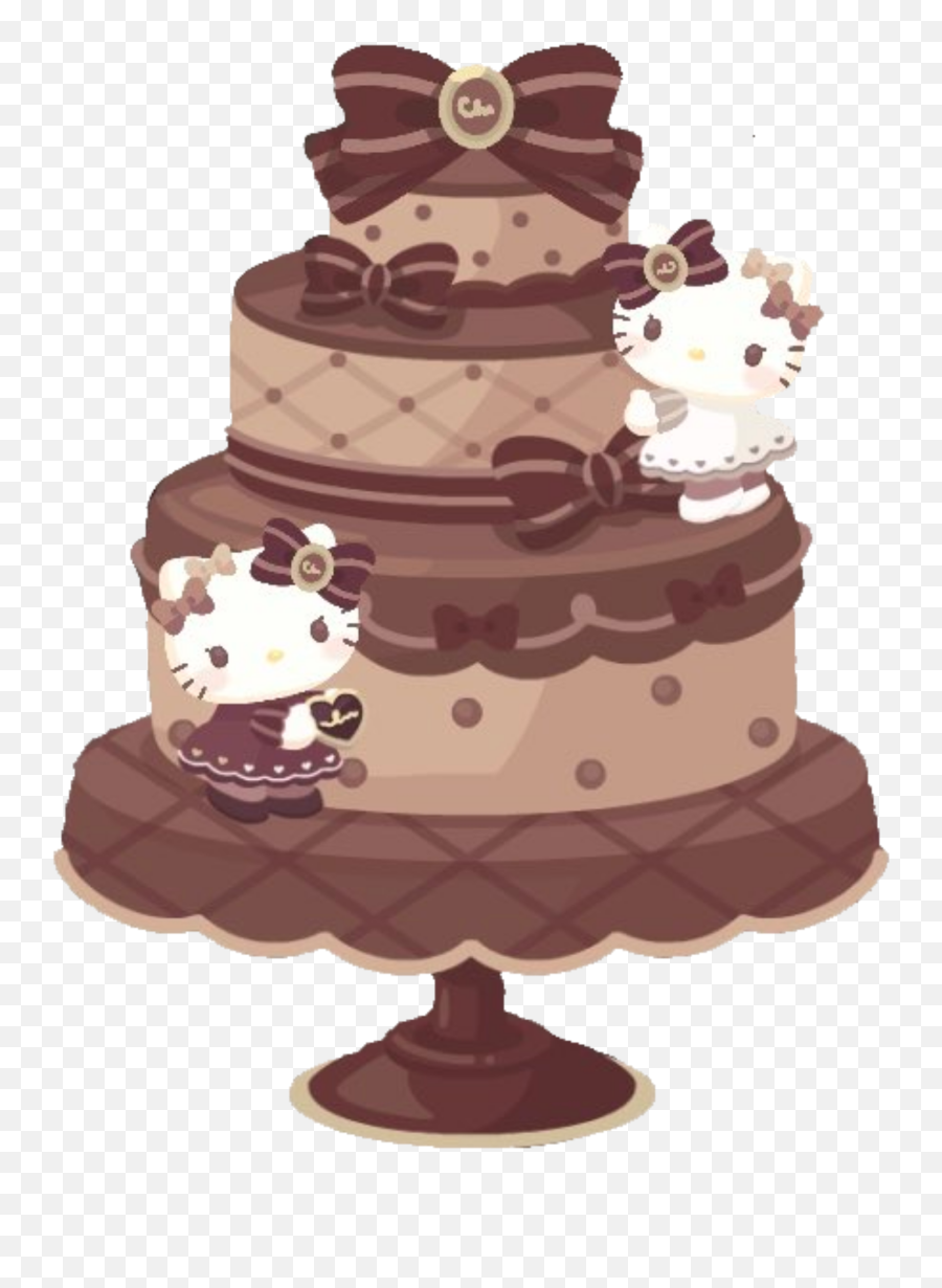 Hellokitty Chocolate Cake Sticker - Cake Stand Emoji,Chocolate Cake Emoji