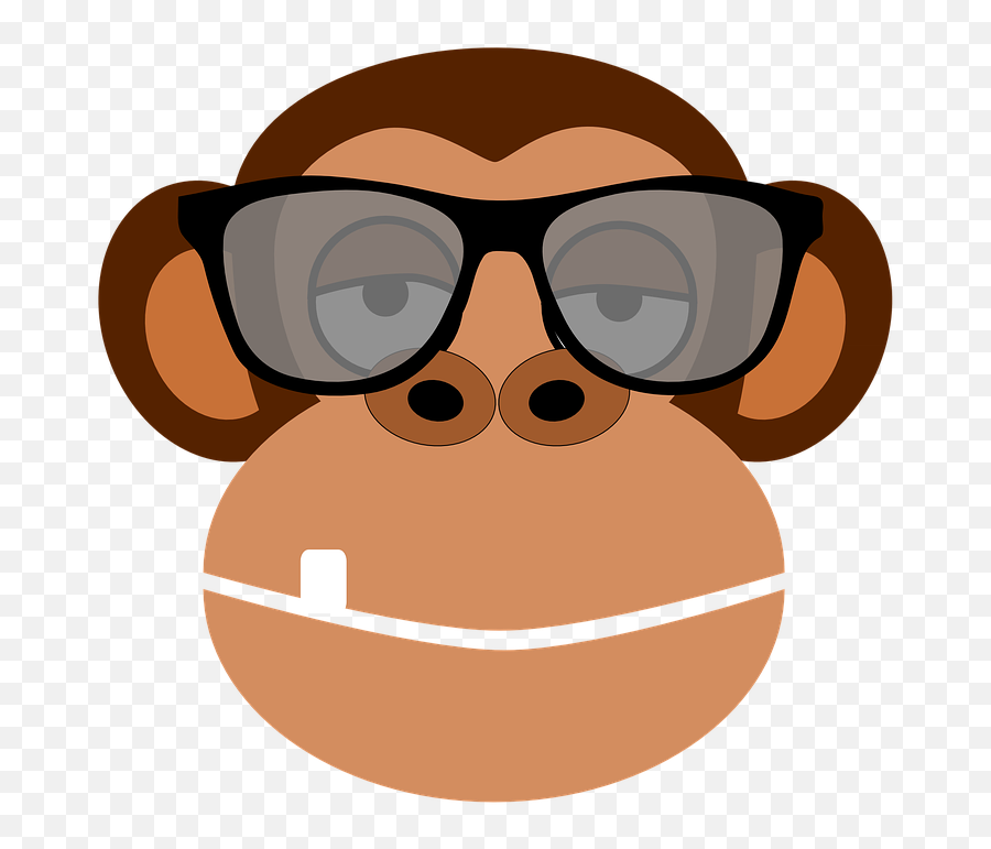 Free Monkey Animal Illustrations - Female Monkey With Glasses Emoji,Shocking Face Emoticon