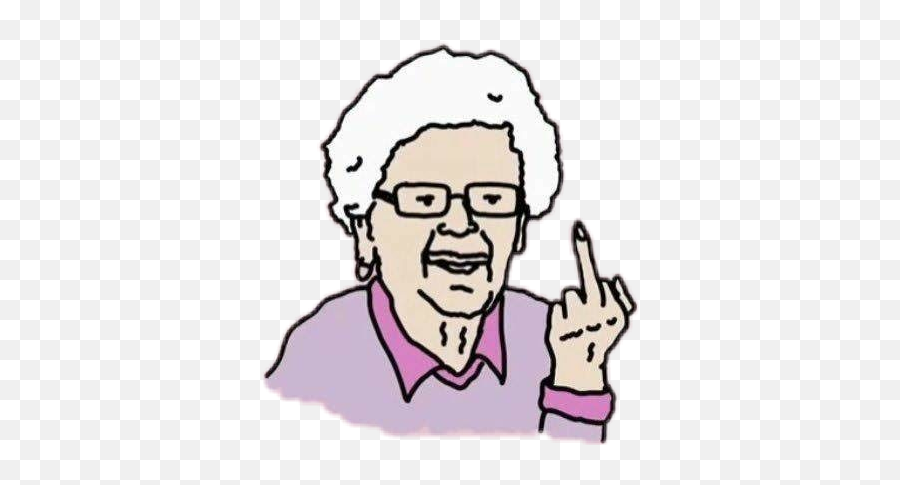 Grandma Sticker - Old Lady Middle Finger Cartoon Emoji,Grandma Emoji