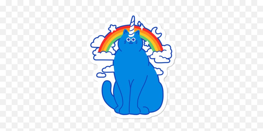 New Unicorn Stickers Design By Humans - Drawing Emoji,Unicorn Cat Emoji