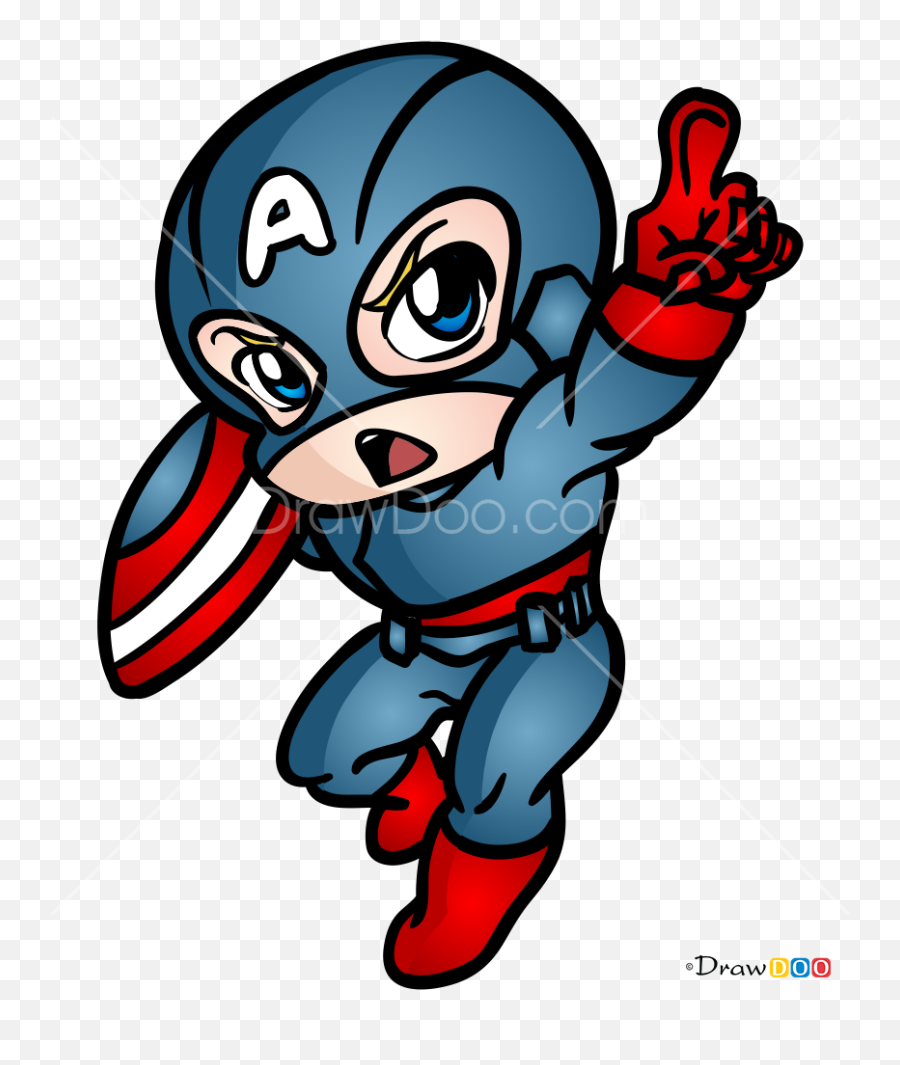 How To Draw Captain America Chibi Superheroes - Mini Captain America Cartoon Drawing Emoji,Captain America Emoji