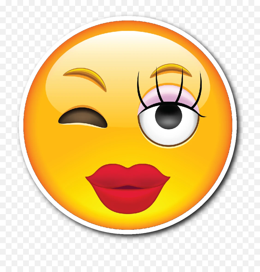 Girly Smiley Face Emoji Vinyl Die Cut Sticker - Tongue Out Emoji Girl,Smiley Face Emoji