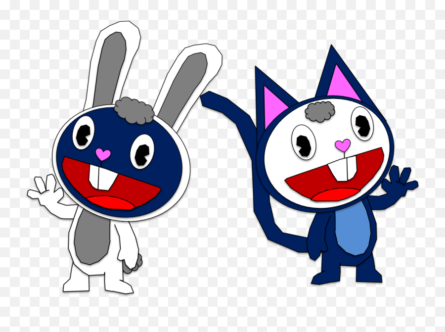 Cude The Bunny Kitty And Mark The Kitty Bunny - Cartoon Emoji,Bunny Emoticon