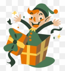 Cute Christmas Elf Jump Out Box - Illustration Emoji