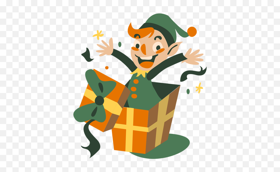 Cute Christmas Elf Jump Out Box - Illustration Emoji,Elf Emoticon