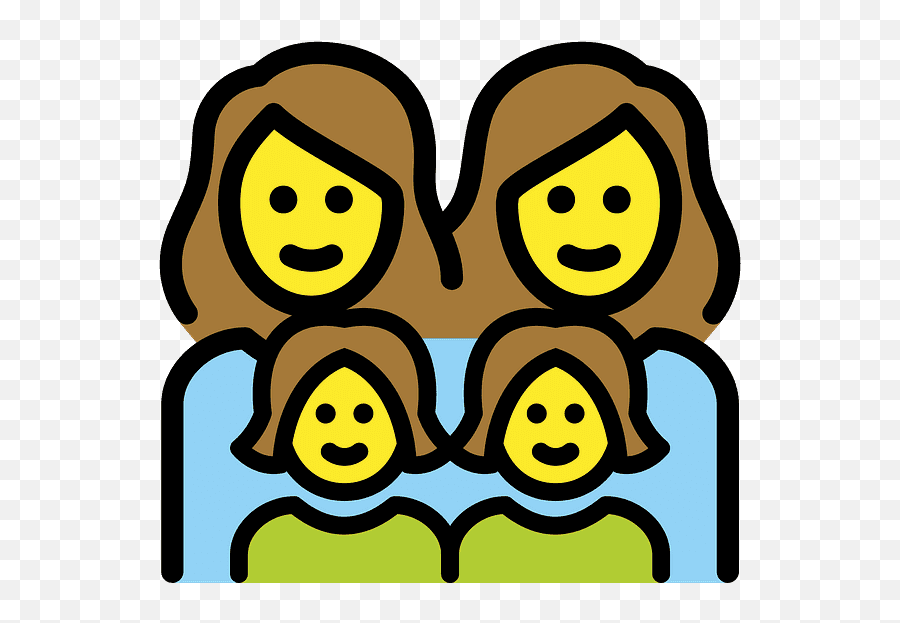 Family Woman Woman Girl Girl Emoji Clipart Free - Family,Girl Emoji