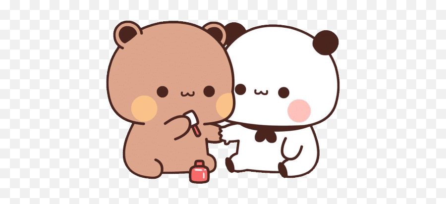 Cute Love Cartoons Cute Bear Drawings - Kawaii Panda Bear Couple 2020 Emoji,Blowfish Emoji