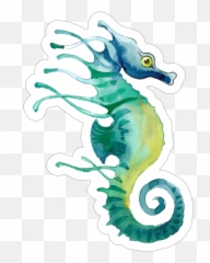 Watercolor Seahorse Sticker - Green Seahorse Watercolor Emoji,Seahorse Emoji