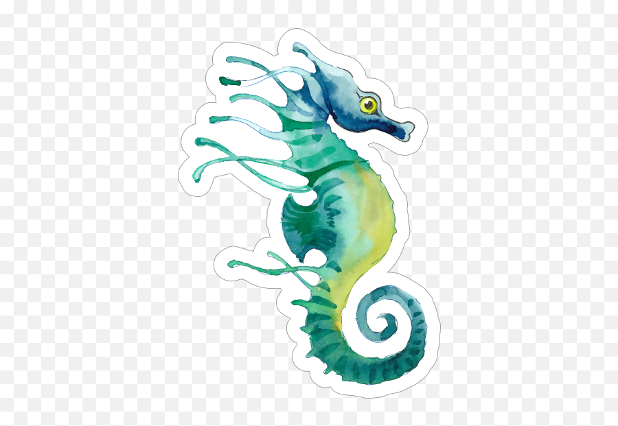 Watercolor Seahorse Sticker - Green Seahorse Watercolor Emoji,Seahorse Emoji