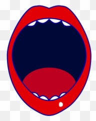 Vector Drawing Of Red Open Mouth - Mouth Wide Open Cartoon Emoji,Blue Heart Emoji