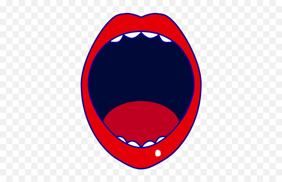 Vector Drawing Of Red Open Mouth - Mouth Wide Open Cartoon Emoji,Blue Heart Emoji