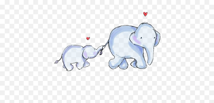 Elephant Mother Infant Clip Art - Cartoon Baby Elephant Png Mama And Baby Elephant Drawing Emoji,Elephant Emoji