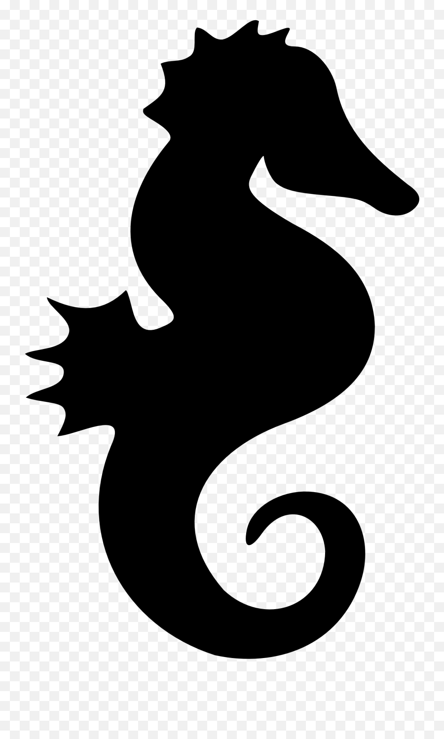 Seahorse Clipart Black And White - Large Seahorse Silhouette Emoji,Seahorse Emoji