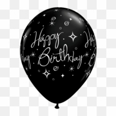 Elegant Sparkles Swirls Onyx Black - Qualatex Happy Birthday Balloons Emoji