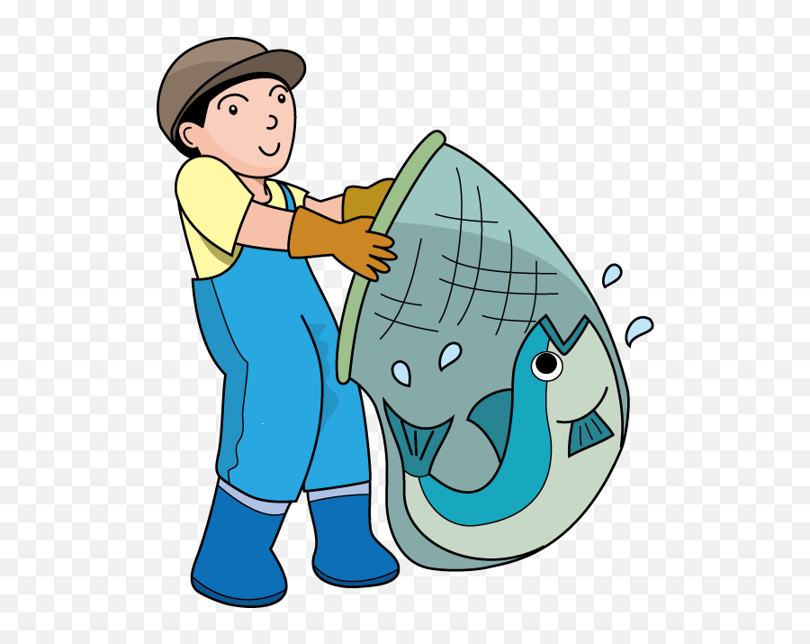 Clip Art Fishing And Fish Clipartcow 3 - Fisherman Clipart Emoji,Emoji Fish Net