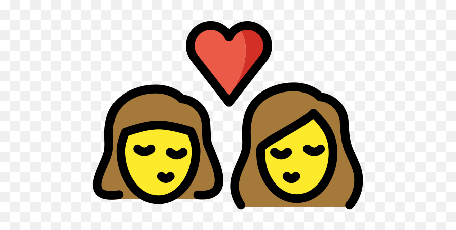Two Women Kissing - Illustration Emoji,Kissing Emojis