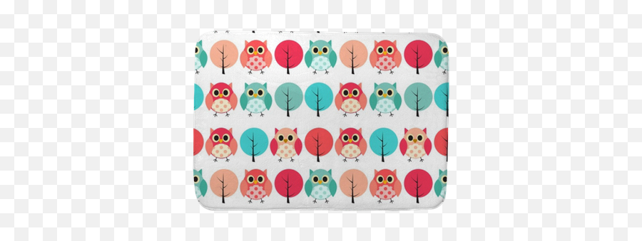 Owl Seamless Pattern Background Vector Illustration Bath Mat U2022 Pixers - We Live To Change Cartoon Emoji,Owl Emoticon