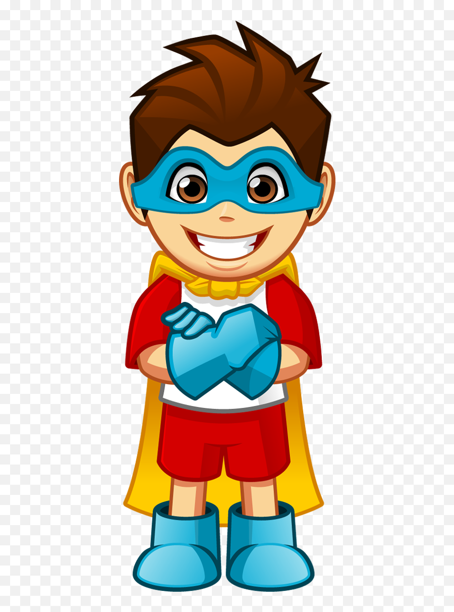 Boy Cartoon Png - Cartoon Smiling Superhero Boy With Arms Transparent Cartoon Hero Png Emoji,Superhero Cape Emoji