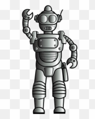 Retro Metallic Robot Line Art - Clipart Roboter Schwarz Weiss Emoji