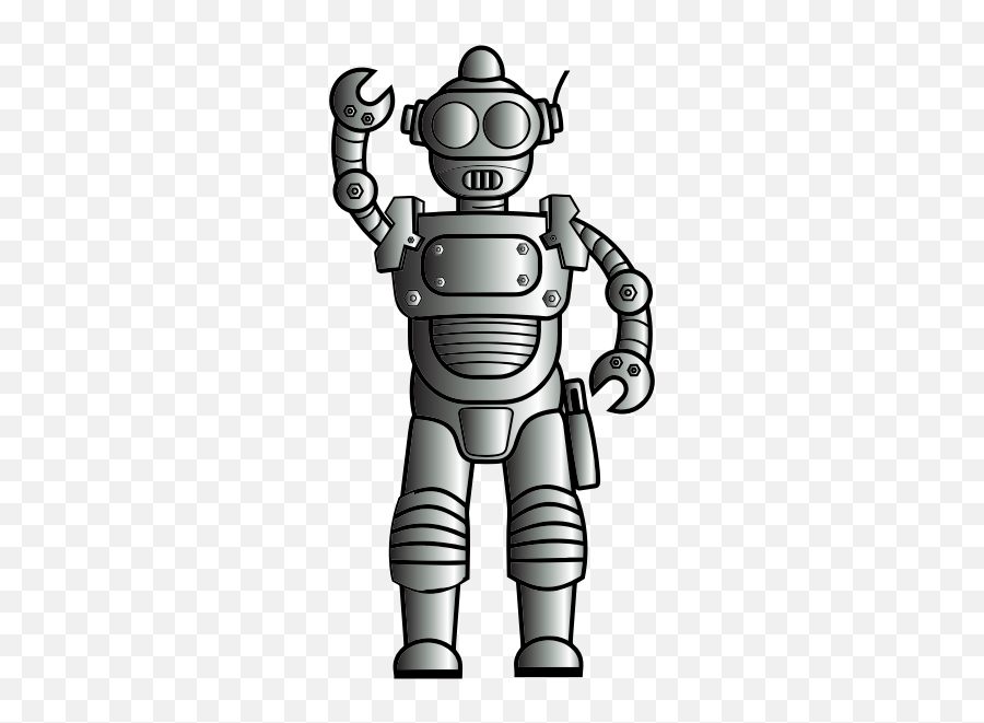 Retro Metallic Robot Line Art - Clipart Roboter Schwarz Weiss Emoji,Robot Emoticon