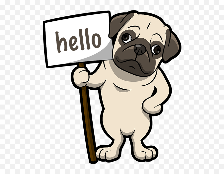 Pug Emoji Sticker Messages Sticker - Dog Waving Hand Cartoon,Pug Emoji