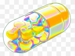 pill capsule tablet yellow holographic freetoedit - Vaporwave Pill Emoji