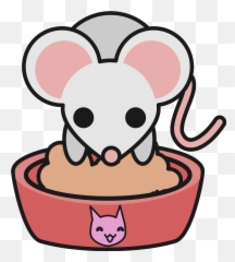 Mouse Eating From Cat Bowl Clipart Free Download - Cat Supply Emoji,Mice Emoji