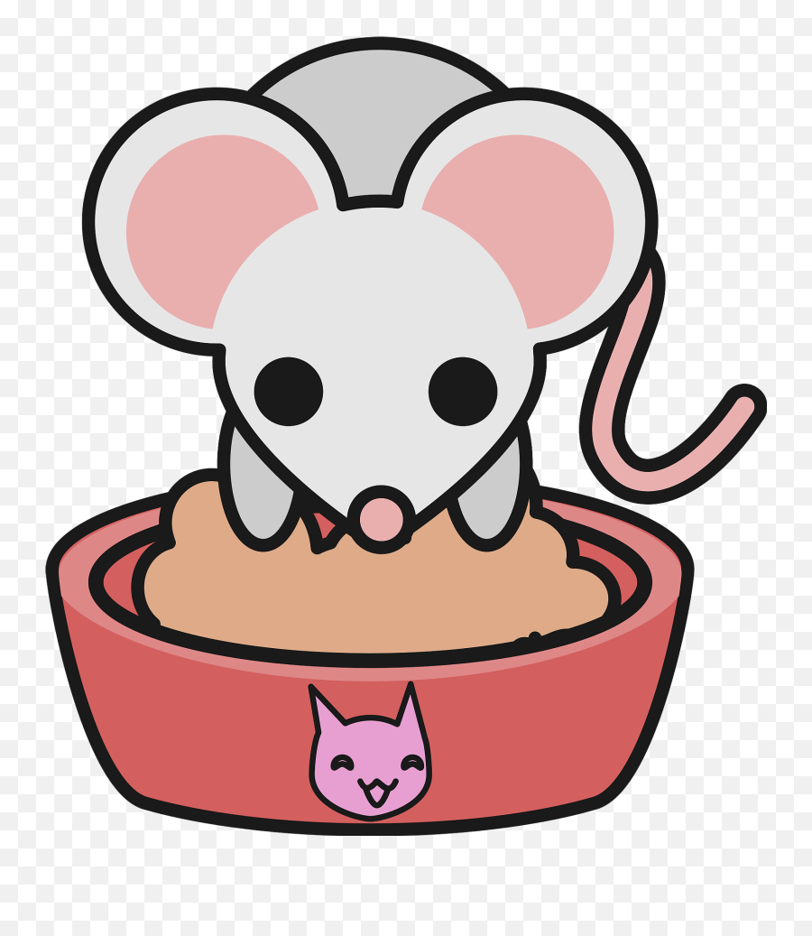 Mouse Eating From Cat Bowl Clipart Free Download - Cat Supply Emoji,Mice Emoji
