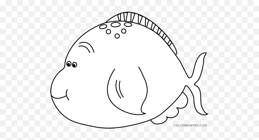 Cute Fish Coloring Pages And White Cute Fat Fish Printable - Fat Fish Clipart Black And White Emoji,Skull Fish Fish Emoji