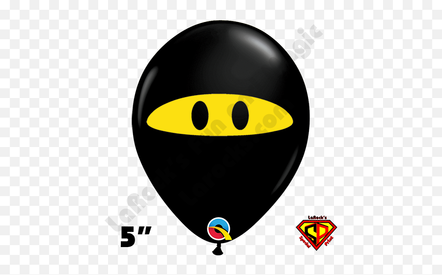 5 Inch Round Smiley Ninja Qualatex 100ct - Balloons Single Black Png Emoji,:v Emoticon