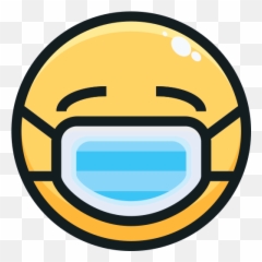 Ill - Transparent Blue Emoji With A Face Mask