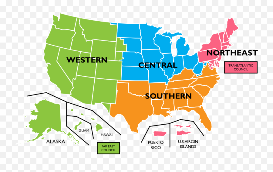 Boy Scouts Of America Regional - Map Of America By Region Emoji,Boy Scout Emoji