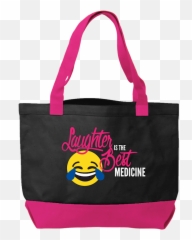 Think Medical Fashion Laughter Is The Best - Pink Utility Tote Handbag Emoji,Emoji Shoulder Bag