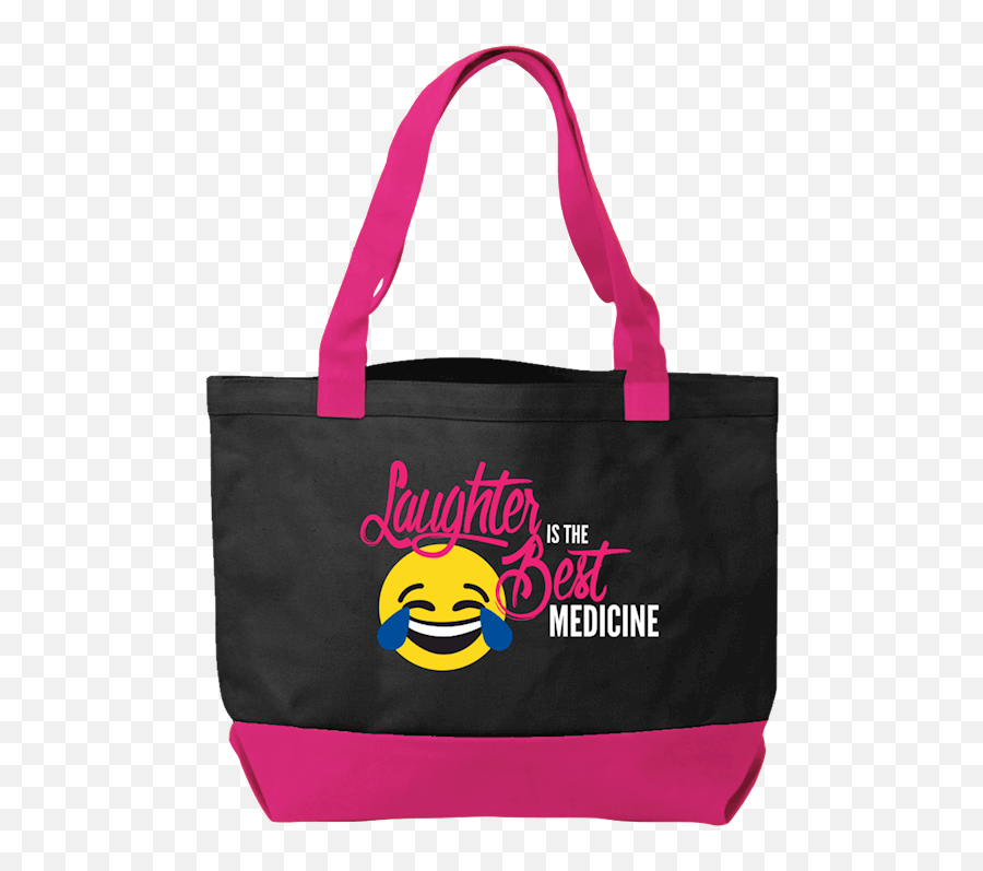 Think Medical Fashion Laughter Is The Best - Pink Utility Tote Handbag Emoji,Emoji Shoulder Bag