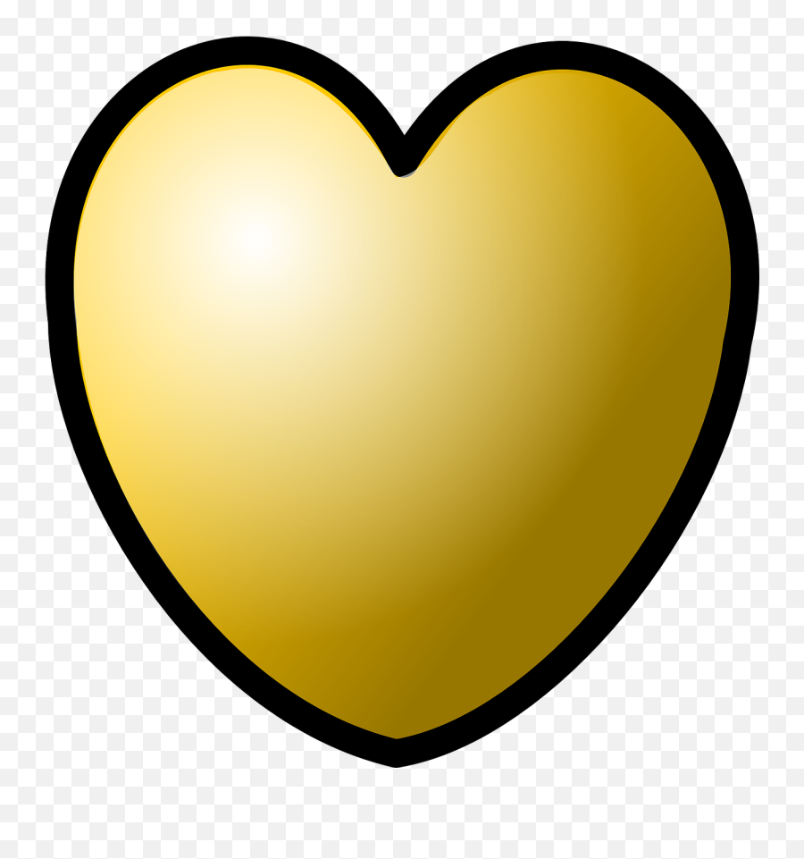 Heart Gold Valentine Love Romance - Cartoon Of Gold Heart Emoji,Emoji Valentine Cards