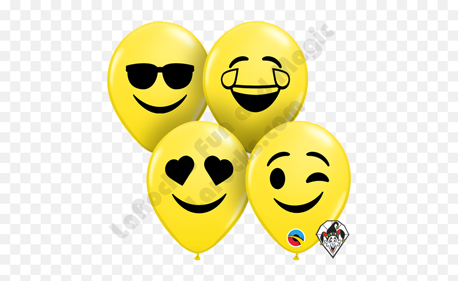 5 Inch Round Assortment Smiley Emoji Face Balloons Qualatex 100ct - Smiley Face Emoji Balloons,Smiley Emoji