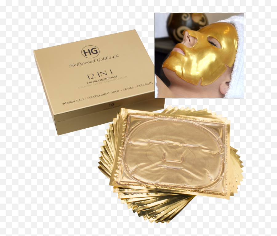 Hollywood Gold 24k Facial Treatment Mask 12 - Mask Emoji,Gold Bar Emoji
