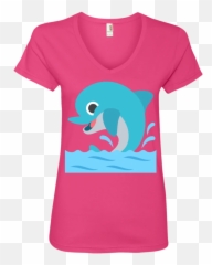 Dolphin Emoji Ladies V,Dolphin Emoji