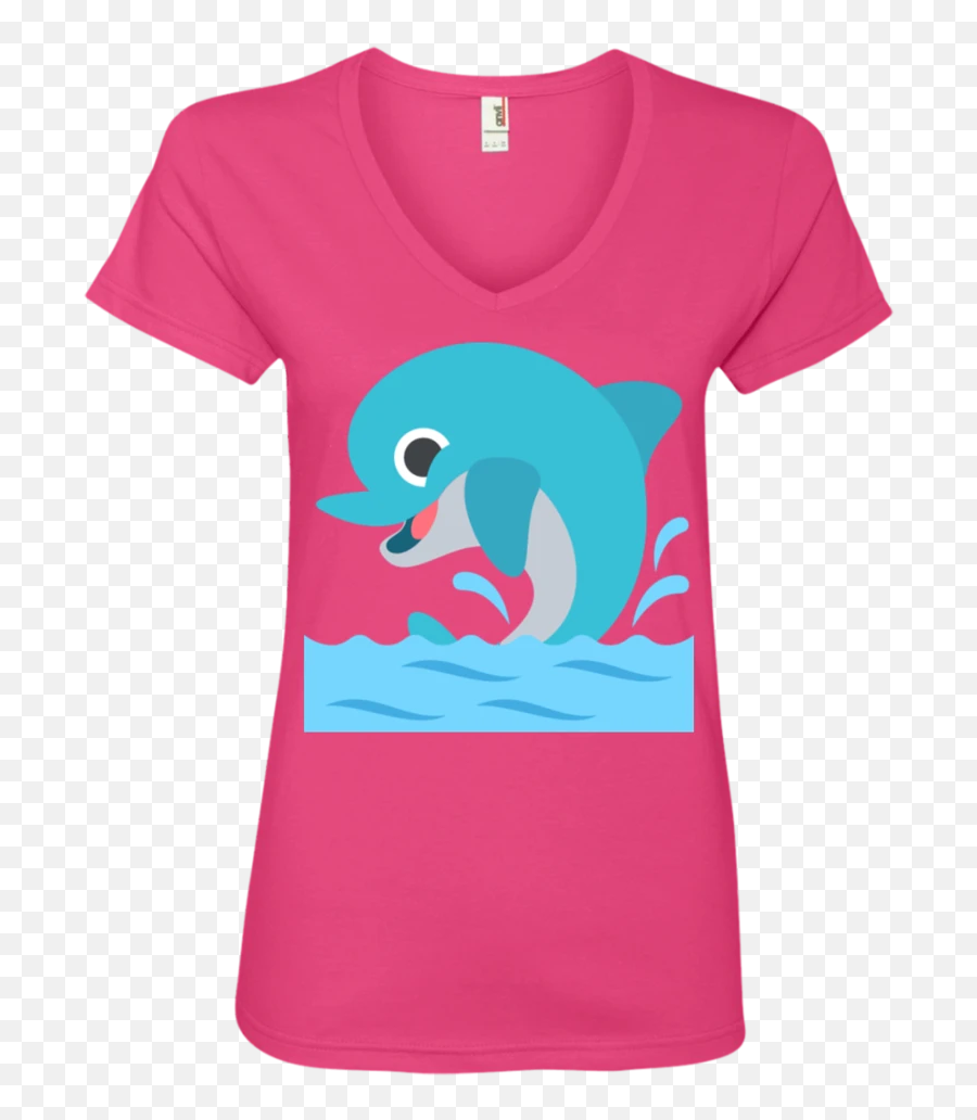 Dolphin Emoji Ladies V,Dolphin Emoji