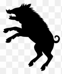 Cat Dog Black And White Silhouette - Wild Boar Png Emoji