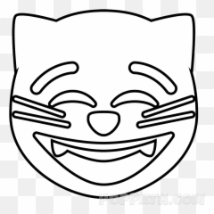 How To Draw A Grinning Cat Emoji - Cats Black White Drawing