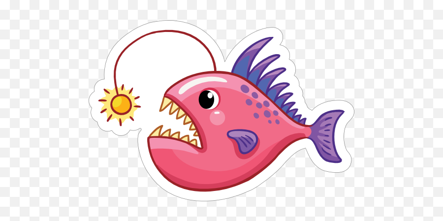 Pink And Purple Anglerfish Sticker - Angler Fish Cartoon Emoji,Blowing Bubbles Emoji