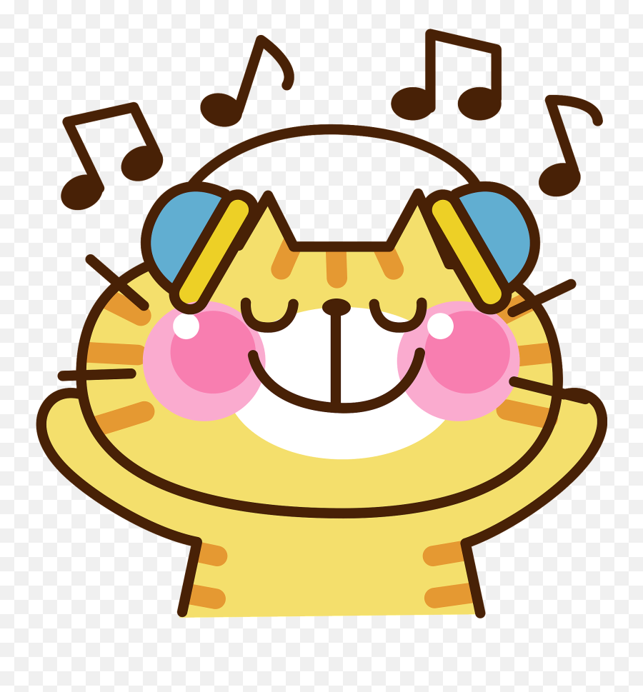 Yellow Cat Is Listening To Music With - Panda Listening To The Music Emoji,Not Listening Emoji