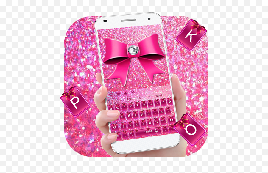 Pink Glitter Bowknot Keyboard Theme 10001006 Apk Download - Mobile Phone Emoji,American Flag Emoji Galaxy S7
