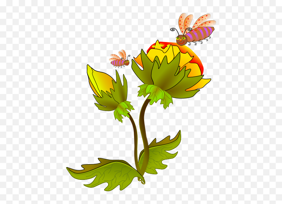 Bees - Flower With Bee Clipart Emoji,Flag Honey Plant Emoji